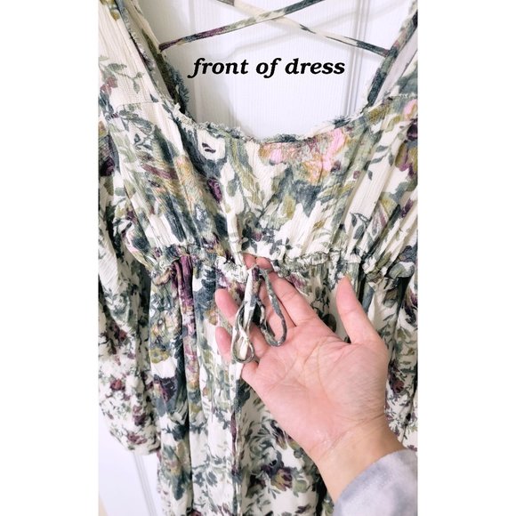 Free People Heart of Gold Mini Dress w/Vintage Floral Print & Butterfly Sleeves - Picture 6 of 12